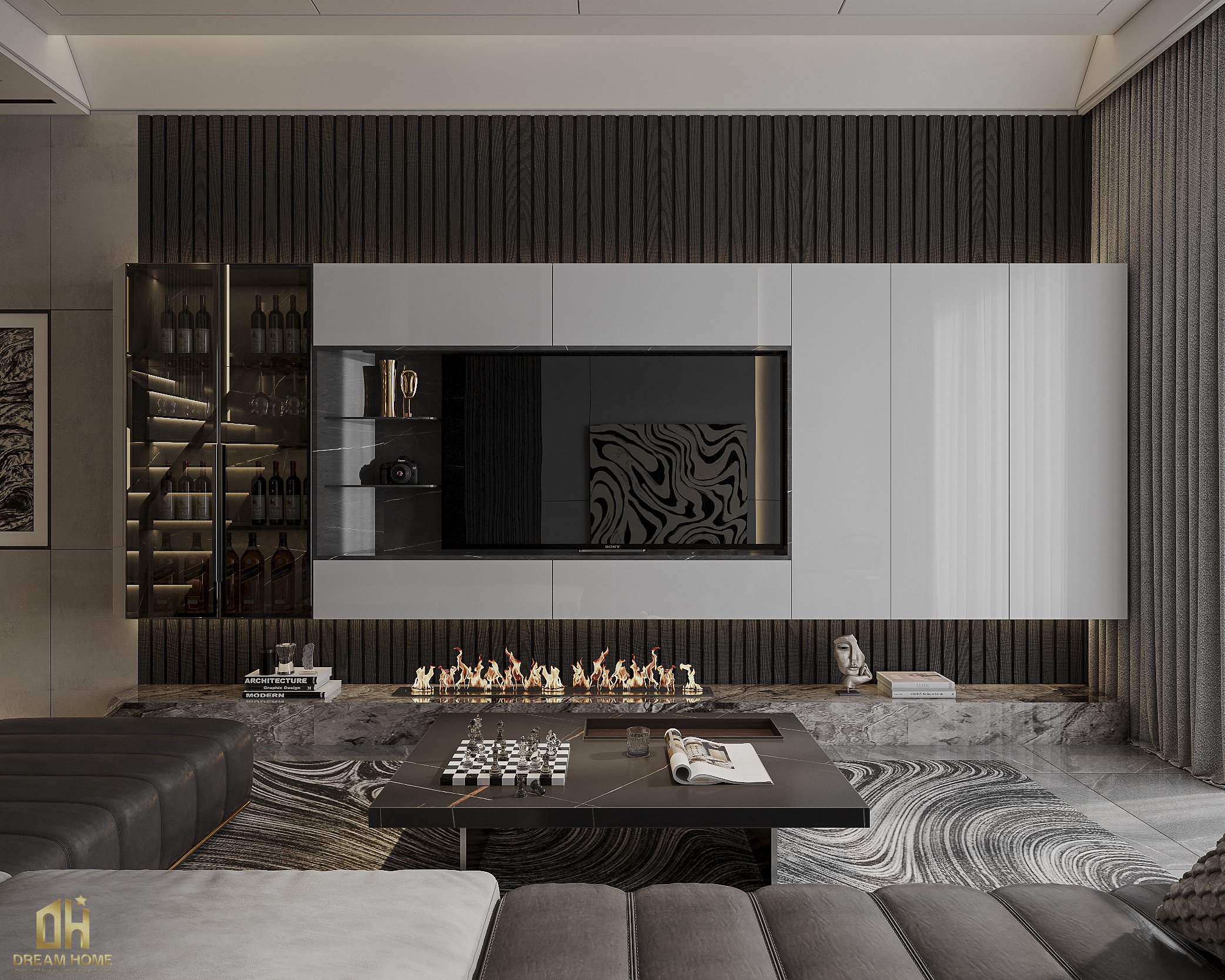 Thiết kế nội thất phòng khách theo phong cách hiện đại và cá tính