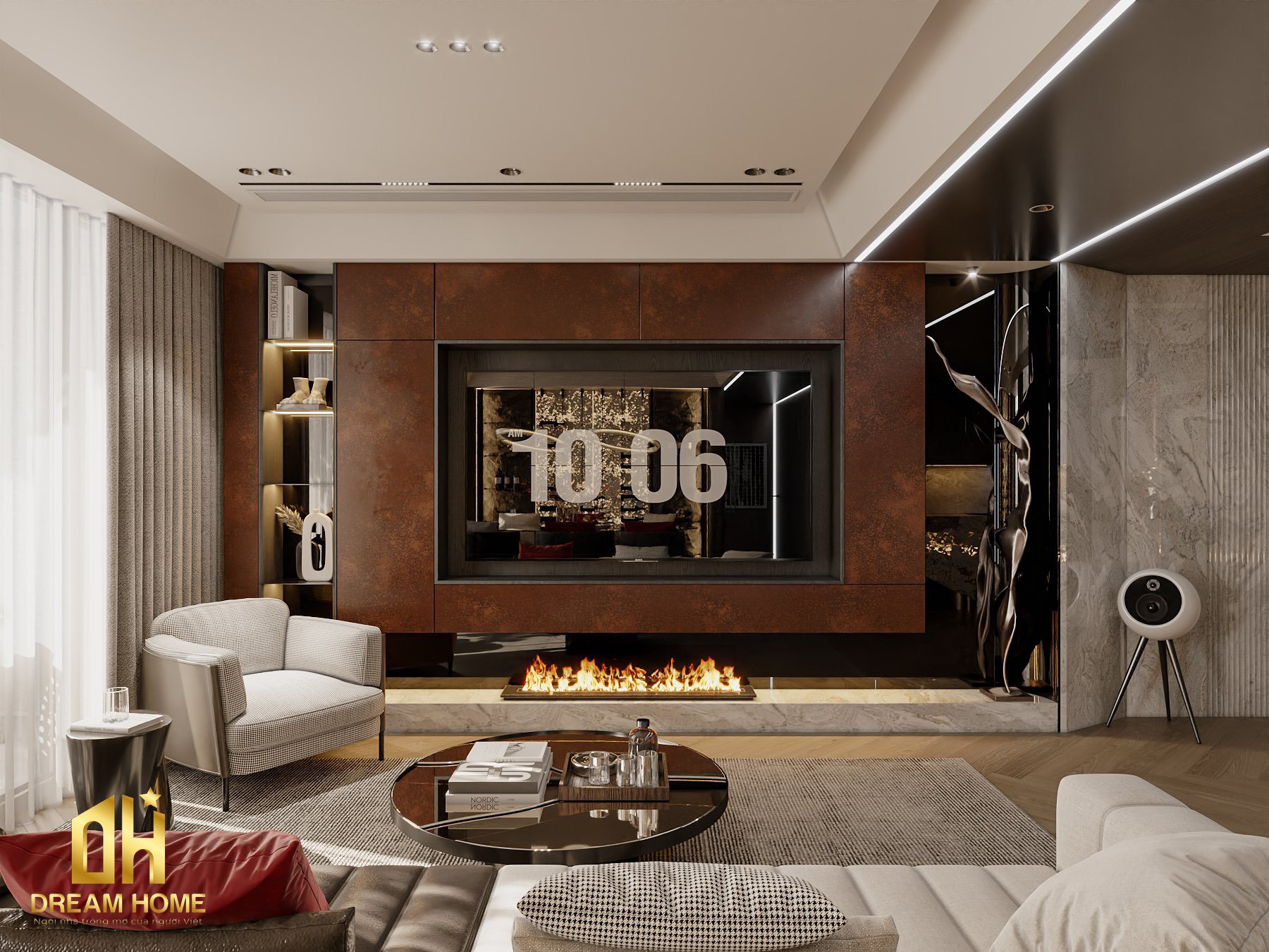thiết kế nội thất căn chung cư, tạo điểm nhấn và sự hấp dẫn cho không gian phòng khách.