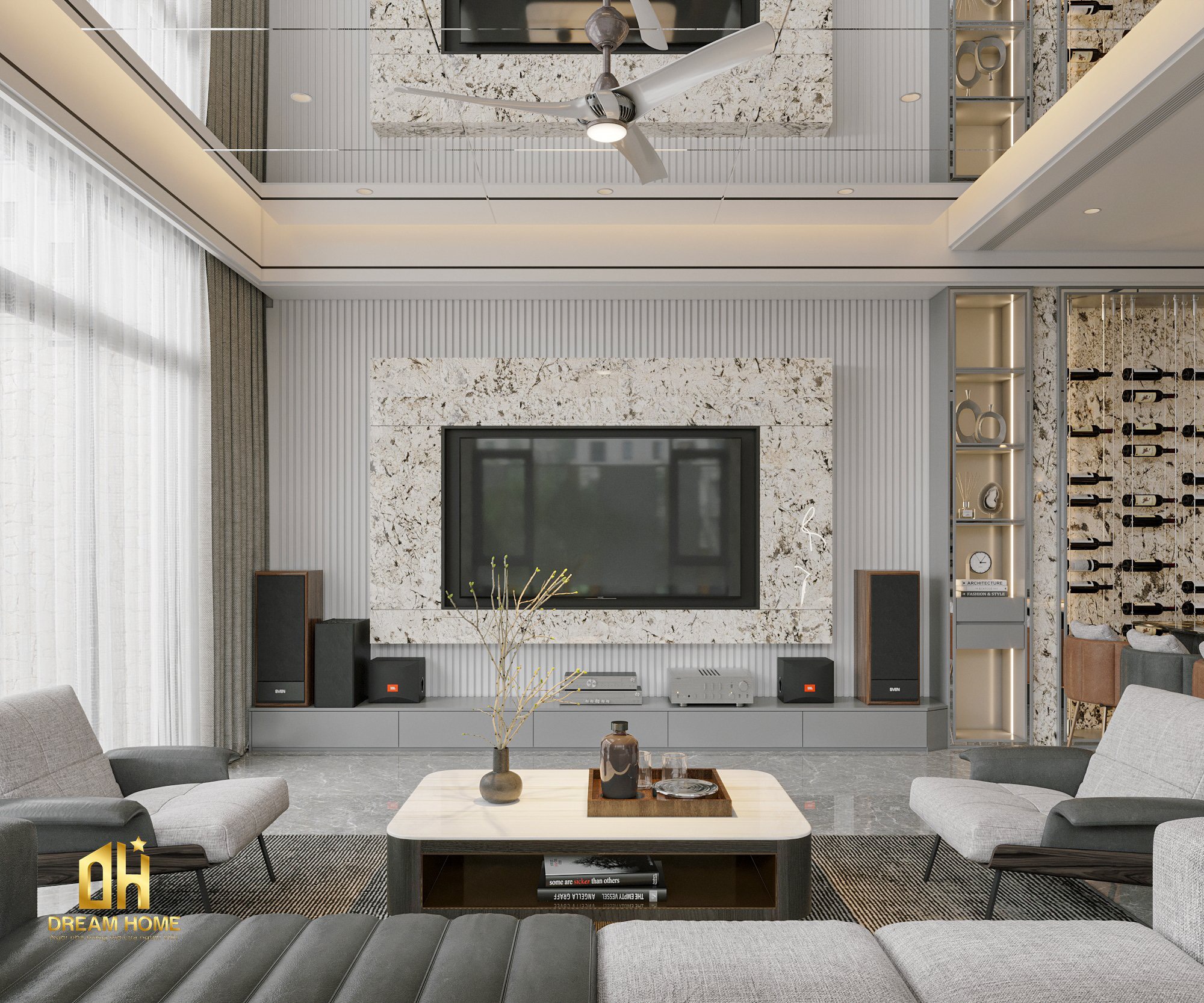 Thiết kế nội thất với tone màu sáng làm chủ đạo tạo ra một không gian mở rộng và sáng sủa