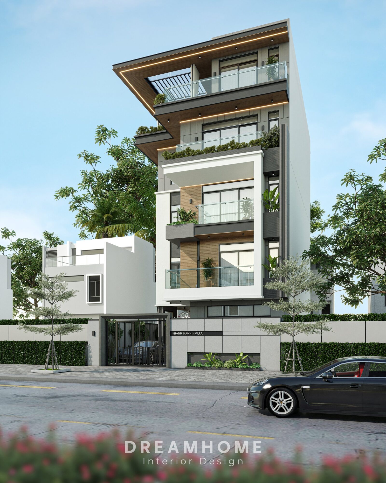 Thiết Kế Kiến Trúc Biệt Thự Việt Trì - 530m2 6 Ban công được thiết kế với kính rộng mở ra, tạo không gian thông thoáng.