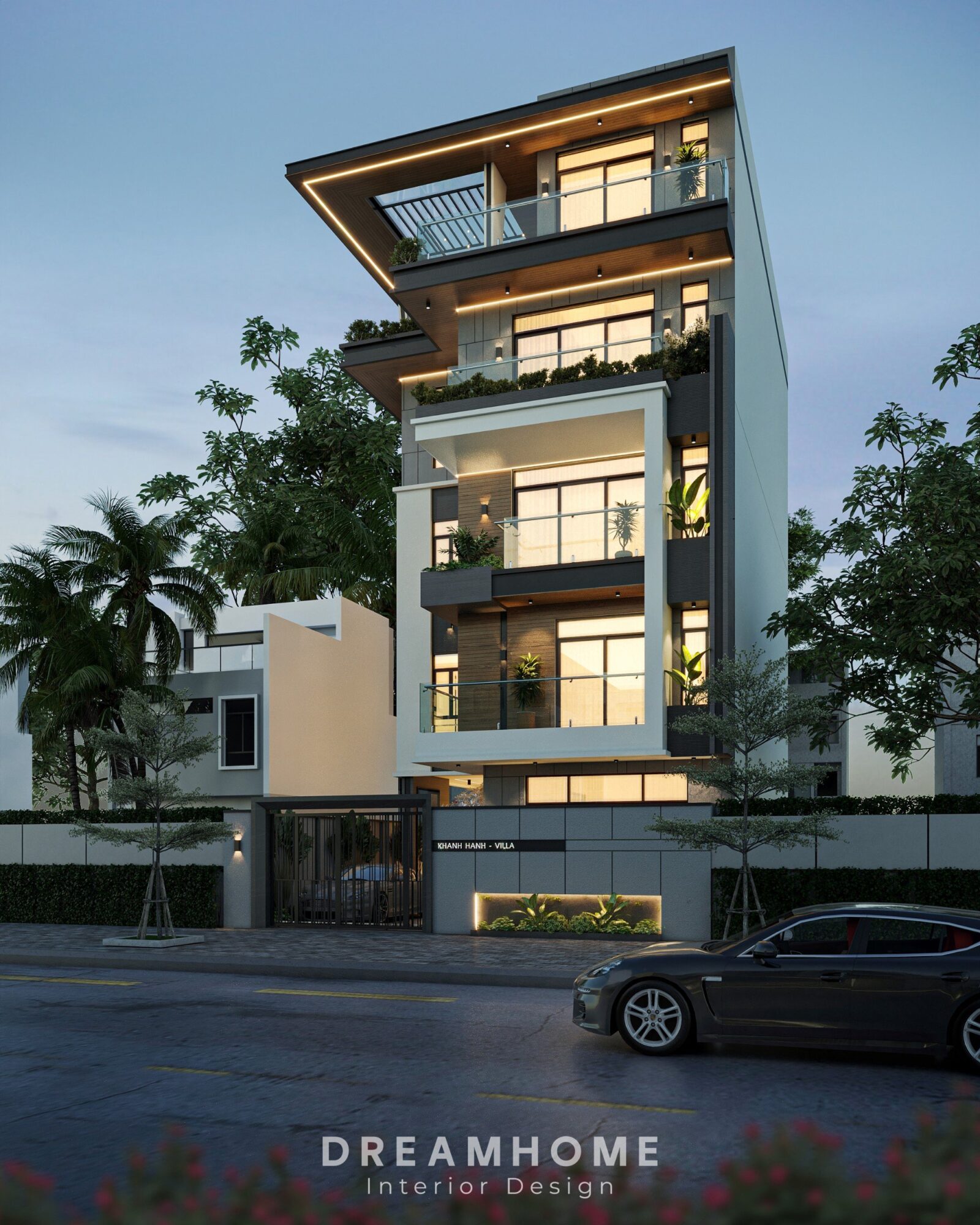 Thiết Kế Kiến Trúc Biệt Thự Việt Trì - 530m2 7 ác chi tiết trang trí như cây xanh, hoa lá, hoặc đèn LED có thể được bố trí một cách tinh tế
