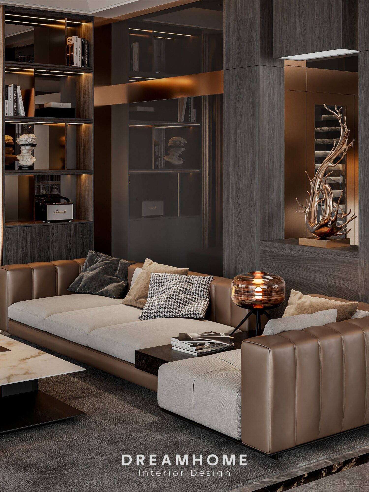 Thiết Kế Nội Thất Biệt Thự Hải Dương - 300m2 3 Những đường nét thanh thoát và sắc màu trung tính của bộ sofa hài hòa, tạo nên một cảm giác thư thái và dễ chịu.