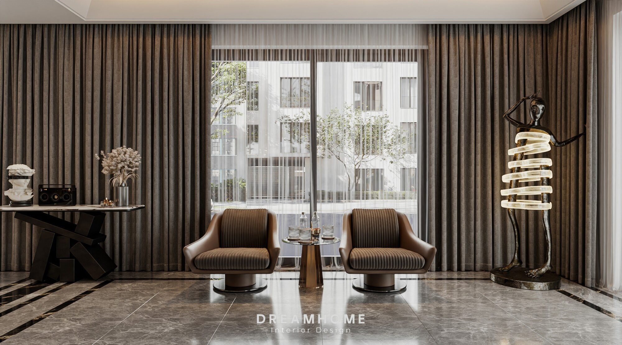 Thiết Kế Nội Thất Biệt Thự Hải Dương - 300m2 8 Hai chiếc ghế đơn được đặt một cách hài hòa, với thiết kế đơn giản nhưng vô cùng thoải mái