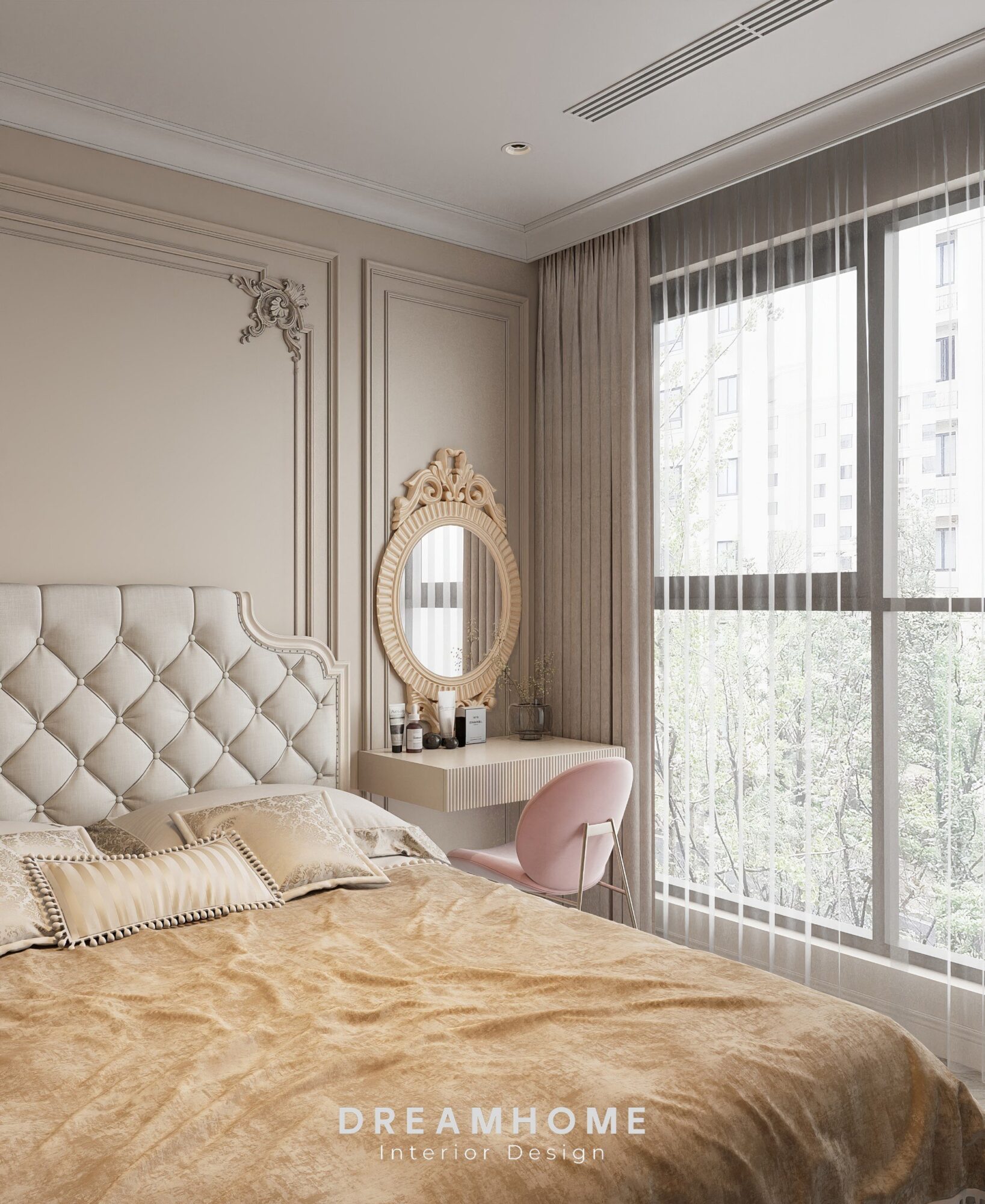 Thiết Kế Nội Thất Chung Cư Masteri - 45m2 7 Bàn trang điểm được thiết kế theo nét đẹp cổ điển