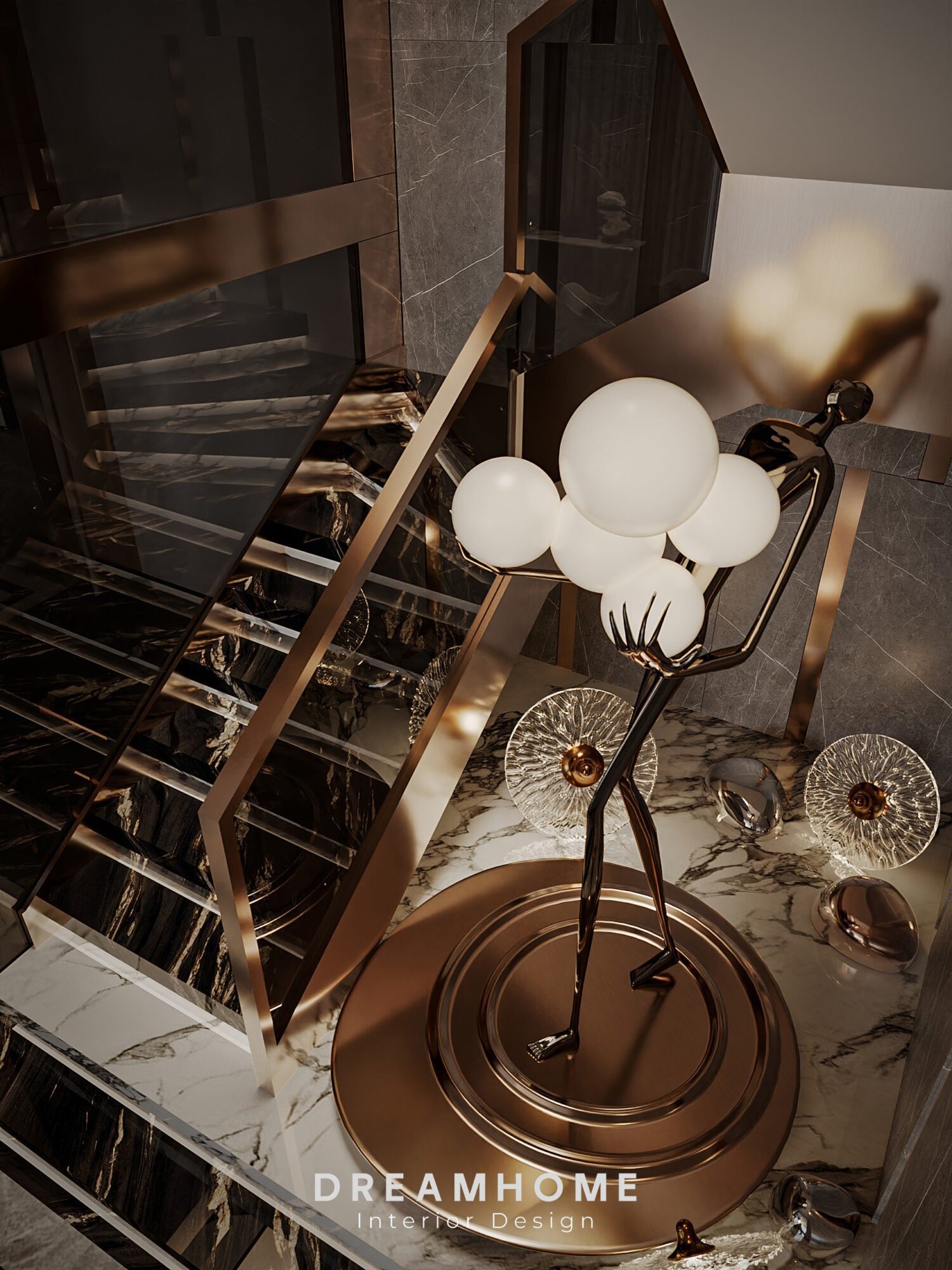 Thiết Kế Nội Thất Biệt Thự Hải Dương - 300m2 7 Mỗi khi bước lên cầu thang, gia chủ và khách đều có thể chiêm ngưỡng và cảm nhận vẻ đẹp nghệ thuật