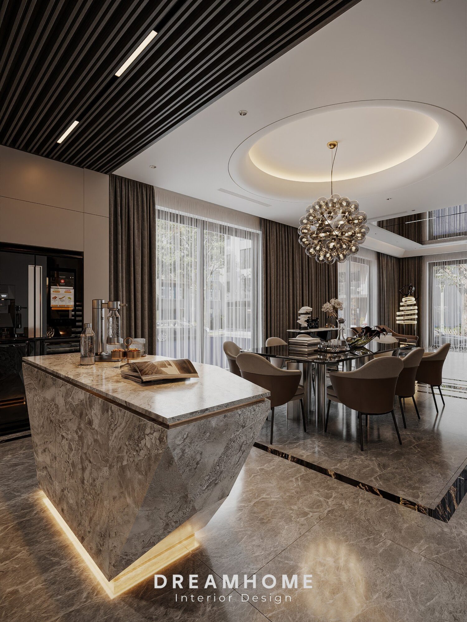 Thiết Kế Nội Thất Biệt Thự Hải Dương - 300m2 12 Ánh sáng tự nhiên từ các cửa sổ lớn hoặc hệ thống đèn chiếu sáng được điều chỉnh tinh tế, tạo ra không gian ấm áp