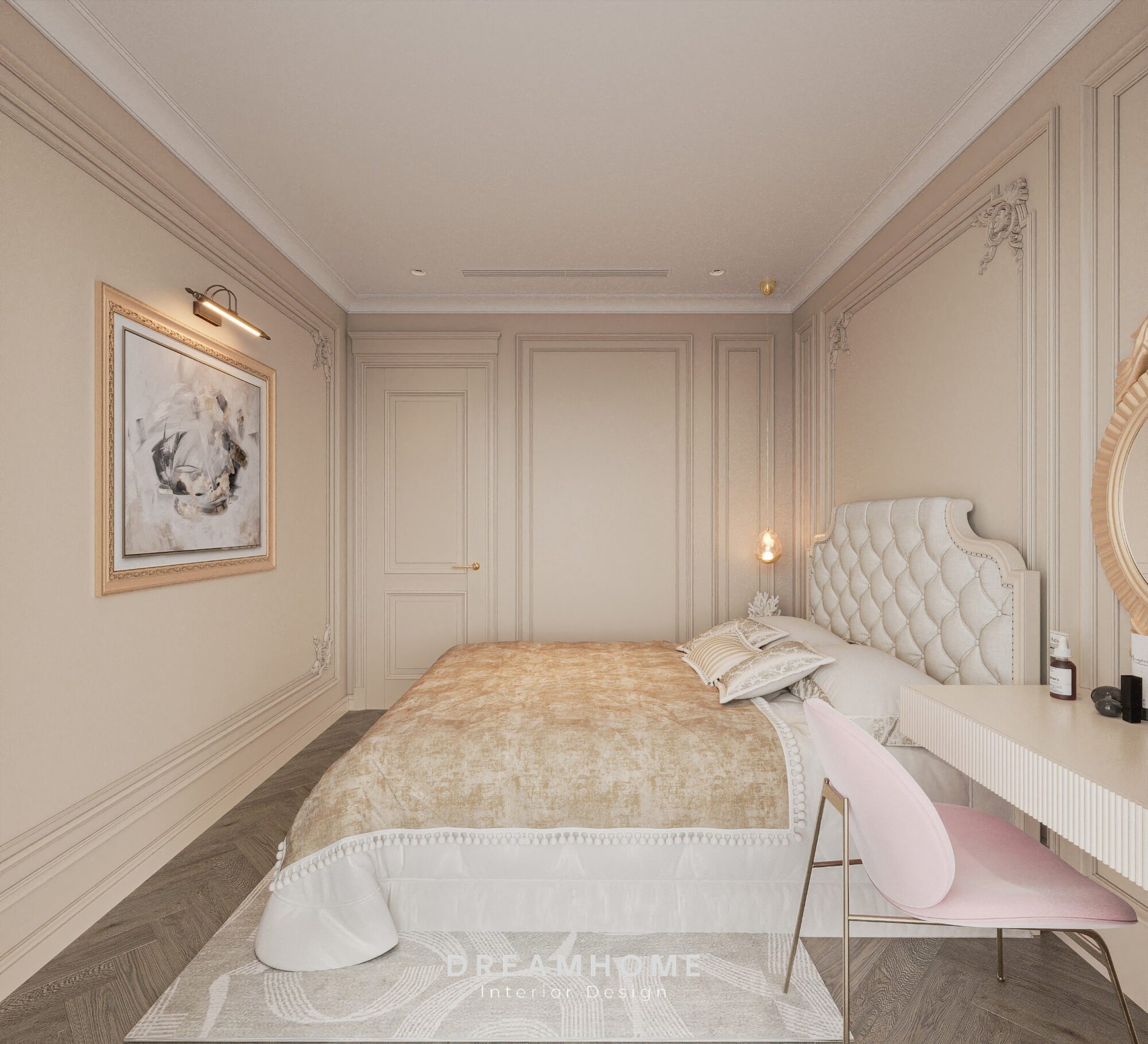 Thiết Kế Nội Thất Chung Cư Masteri - 45m2 8 Bức tranh nghệ thuật treo trên tường tăng thêm sự hoàn hảo và độc đáo cho không gian phòng ngủ